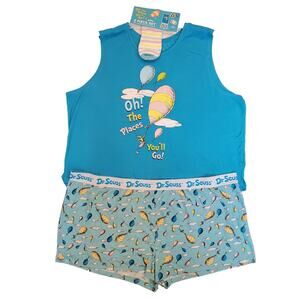 Dr Suess Oh The Places You'll Go Pjs 3 Piece Lounge Wear Set 2X 18W 20W